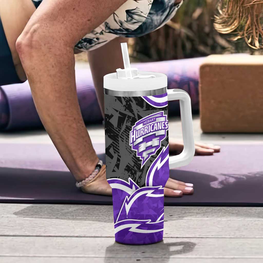 Hobart Hurricanes Tumbler With Handle Flaming Lightning Storm Geometric Sports Mascot Art