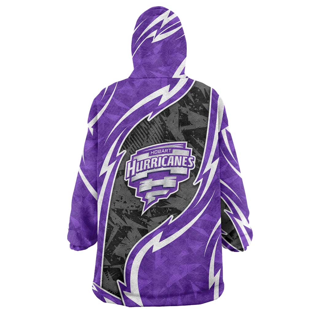 Hobart Hurricanes Wearable Blanket Hoodie Flaming Lightning Storm Geometric Sports Mascot Art