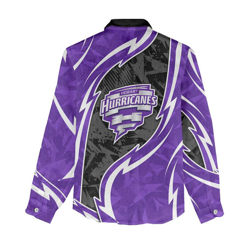 Hobart Hurricanes Women Casual Shirt Flaming Lightning Storm Geometric Sports Mascot Art