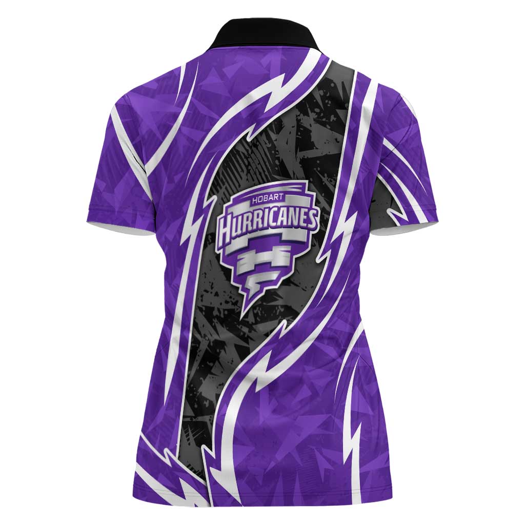 Hobart Hurricanes Women Polo Shirt Flaming Lightning Storm Geometric Sports Mascot Art