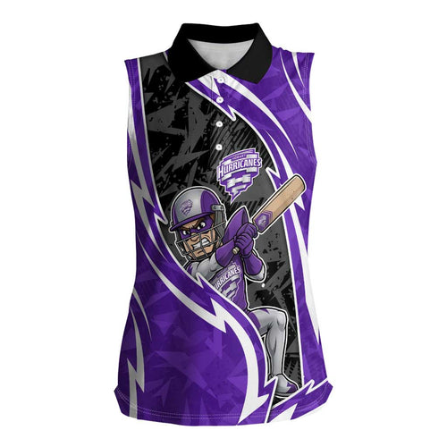 Hobart Hurricanes Women Sleeveless Polo Shirt Flaming Lightning Storm Geometric Sports Mascot Art