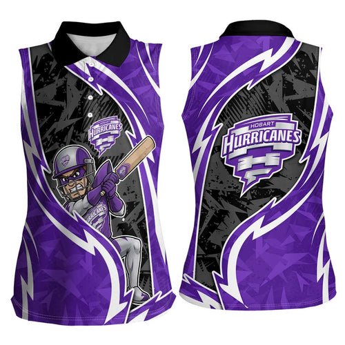Hobart Hurricanes Women Sleeveless Polo Shirt Flaming Lightning Storm Geometric Sports Mascot Art