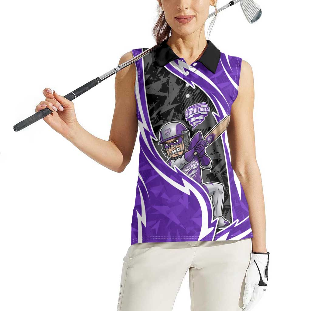 Hobart Hurricanes Women Sleeveless Polo Shirt Flaming Lightning Storm Geometric Sports Mascot Art