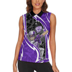 Hobart Hurricanes Women Sleeveless Polo Shirt Flaming Lightning Storm Geometric Sports Mascot Art