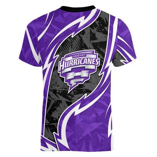 Hobart Hurricanes Women V-Neck T-Shirt Flaming Lightning Storm Geometric Sports Mascot Art