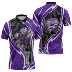 Hobart Hurricanes Zipper Polo Shirt Flaming Lightning Storm Geometric Sports Mascot Art