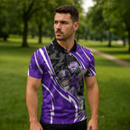 Hobart Hurricanes Zipper Polo Shirt Flaming Lightning Storm Geometric Sports Mascot Art