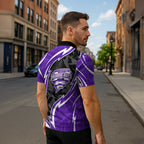 Hobart Hurricanes Zipper Polo Shirt Flaming Lightning Storm Geometric Sports Mascot Art