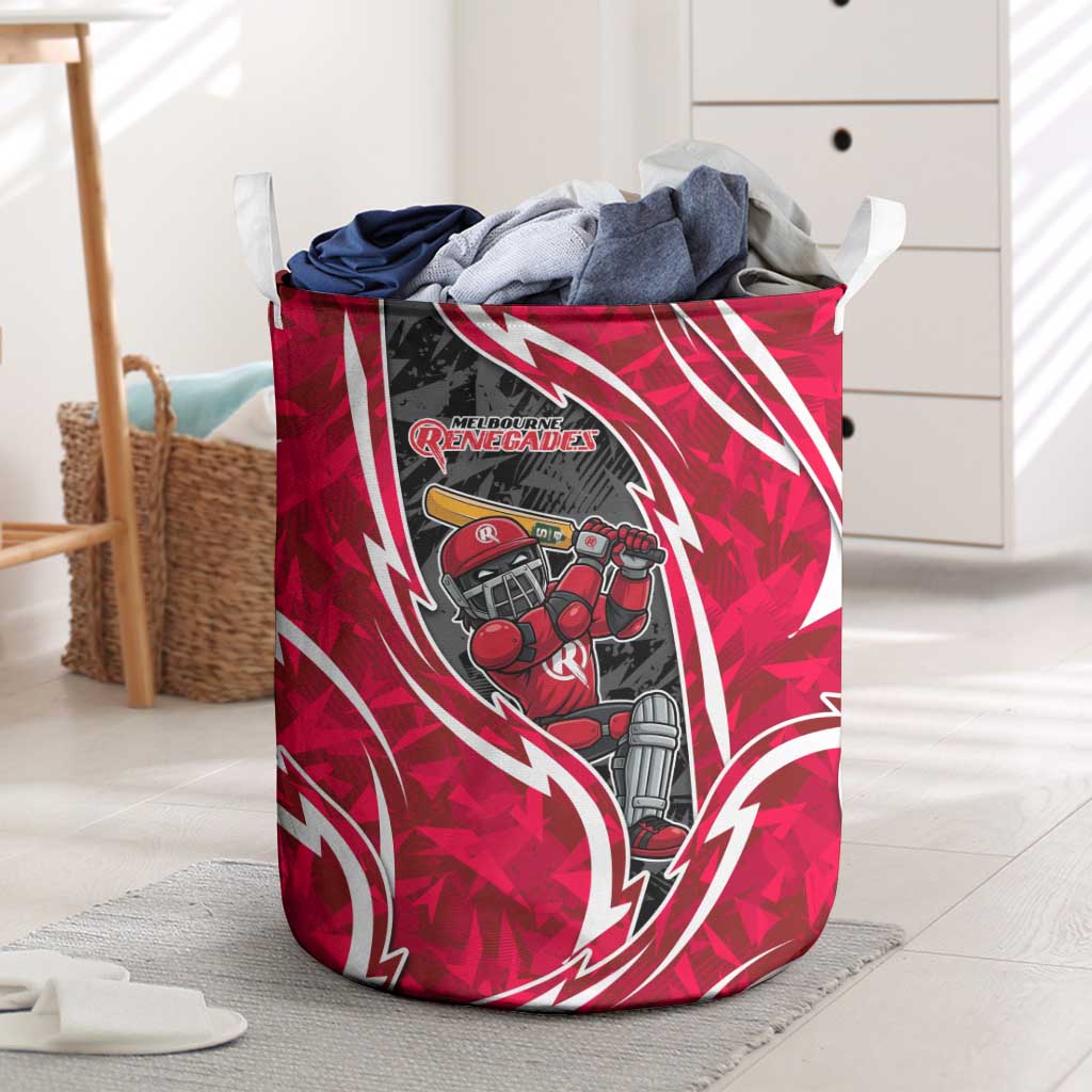 Melbourne Renegades Laundry Basket Flaming Lightning Storm Geometric Sports Mascot Art