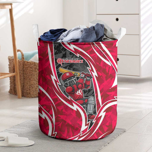 Melbourne Renegades Laundry Basket Flaming Lightning Storm Geometric Sports Mascot Art