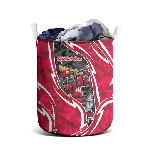 Melbourne Renegades Laundry Basket Flaming Lightning Storm Geometric Sports Mascot Art