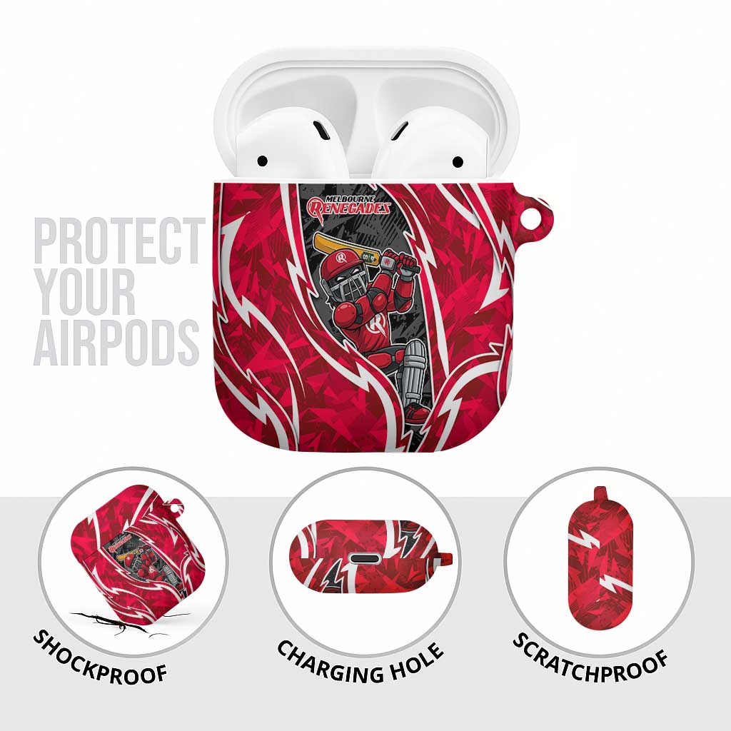 Melbourne Renegades AirPods Case Flaming Lightning Storm Geometric Sports Mascot Art