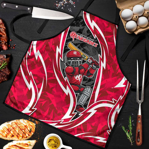 Melbourne Renegades Apron Flaming Lightning Storm Geometric Sports Mascot Art