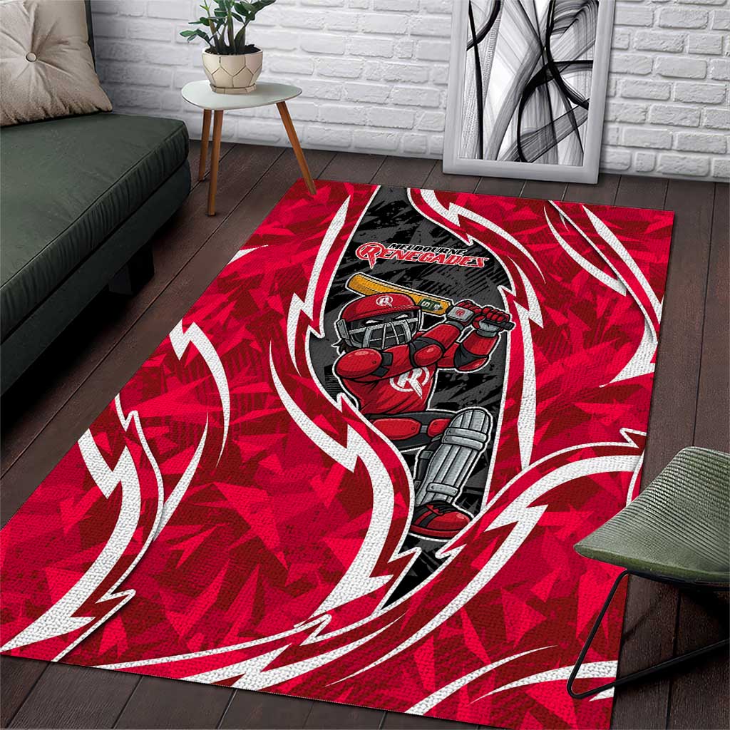 Melbourne Renegades Area Rug Flaming Lightning Storm Geometric Sports Mascot Art