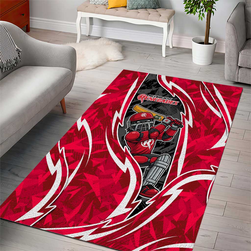 Melbourne Renegades Area Rug Flaming Lightning Storm Geometric Sports Mascot Art