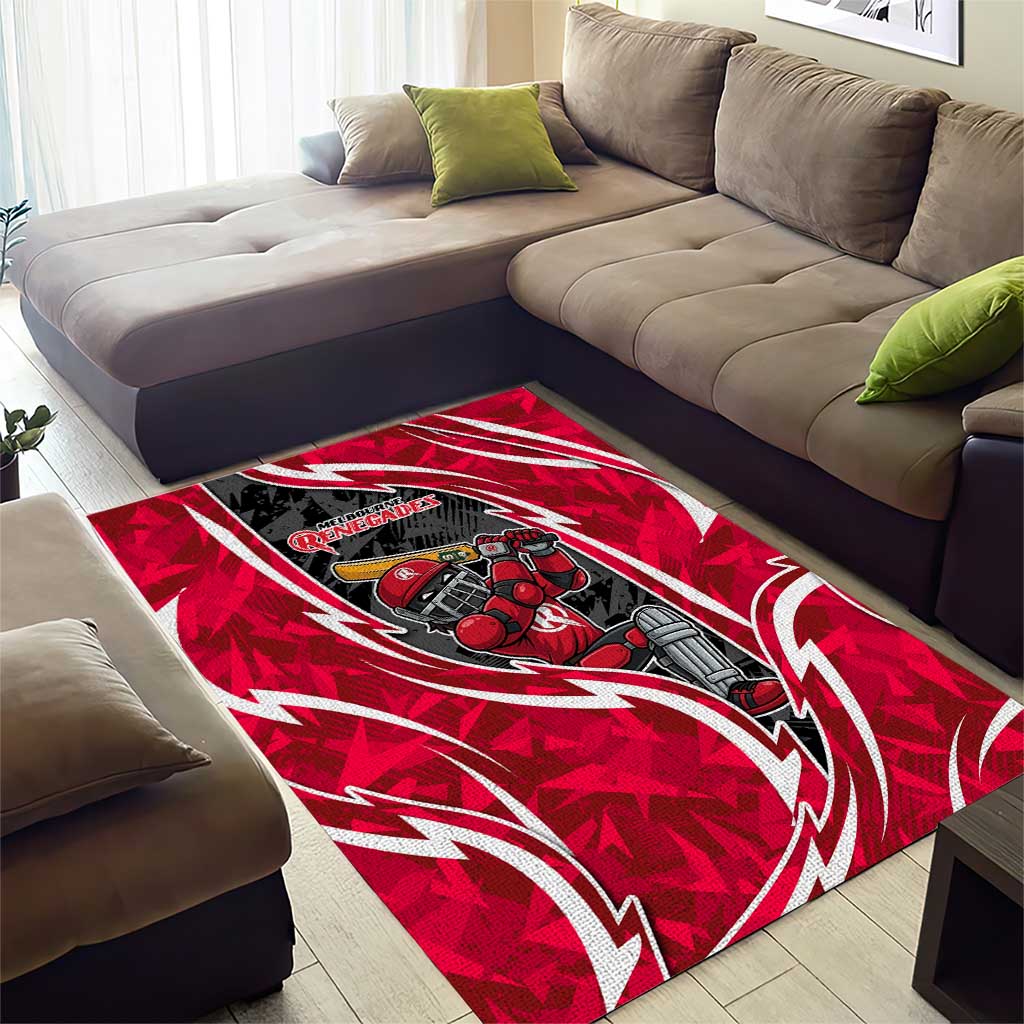 Melbourne Renegades Area Rug Flaming Lightning Storm Geometric Sports Mascot Art