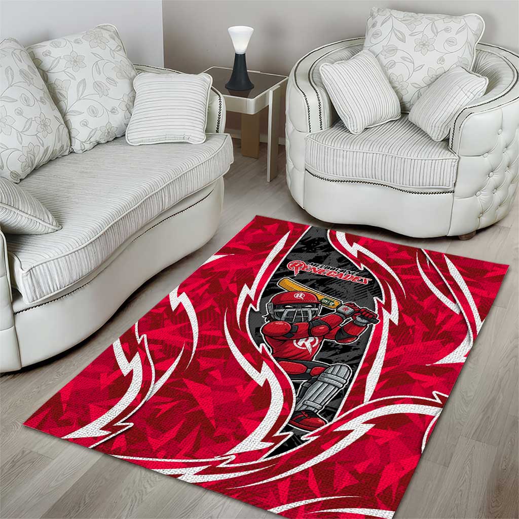 Melbourne Renegades Area Rug Flaming Lightning Storm Geometric Sports Mascot Art