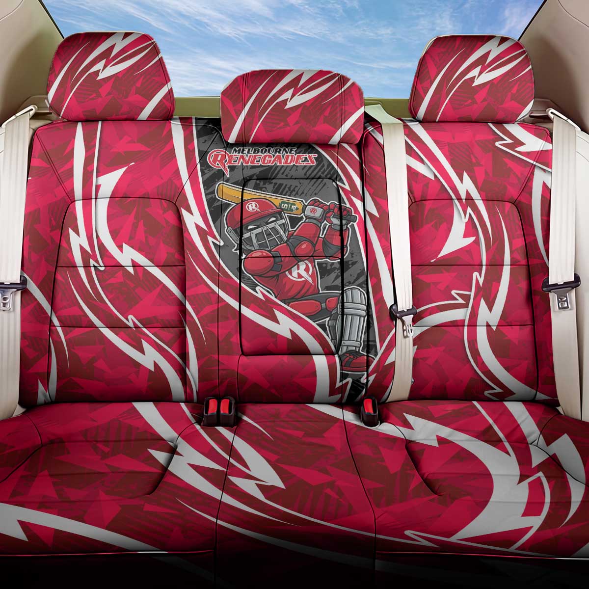 Melbourne Renegades Back Car Seat Cover Flaming Lightning Storm Geometric Sports Mascot Art