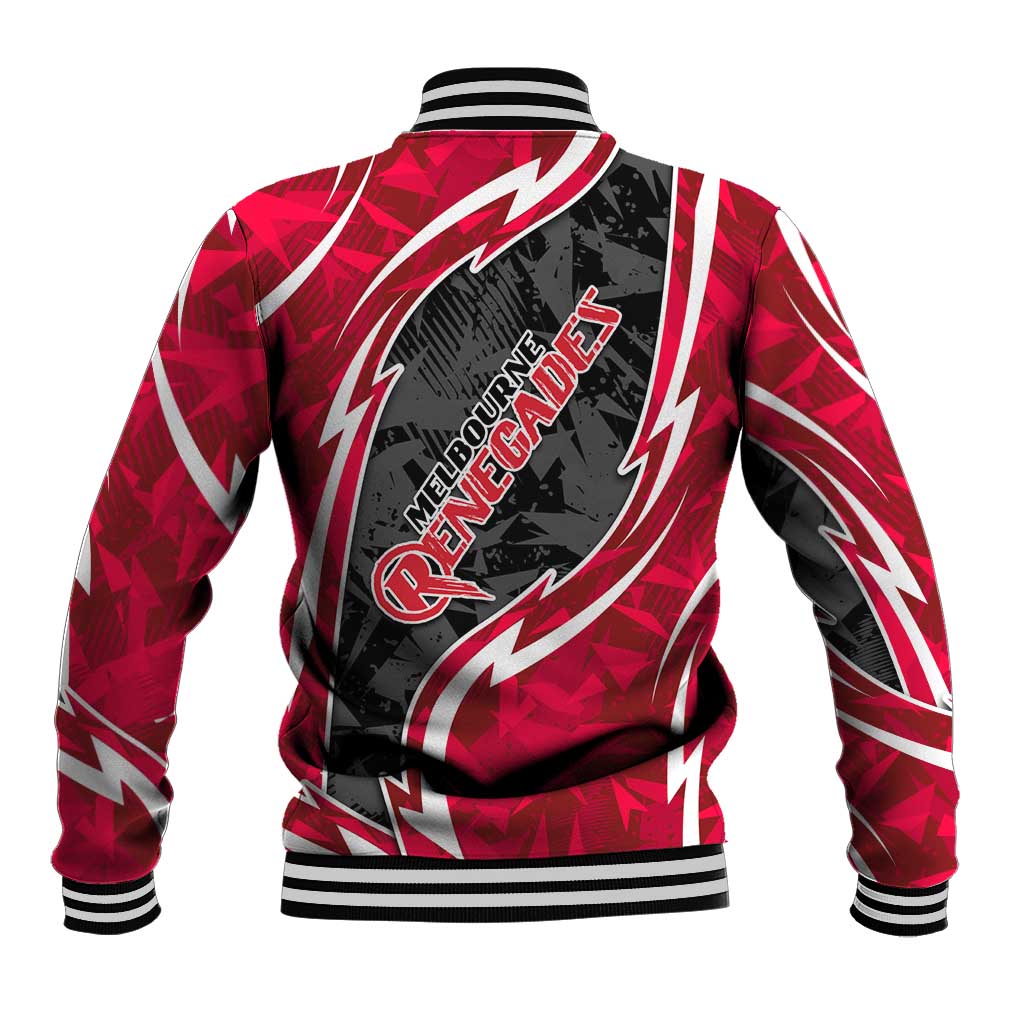 Melbourne Renegades Baseball Jacket Flaming Lightning Storm Geometric Sports Mascot Art