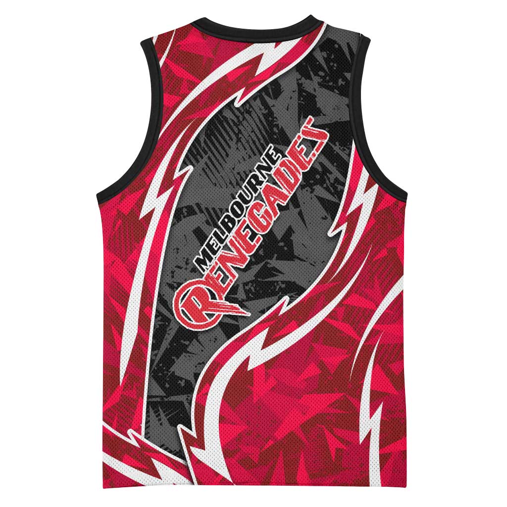 Melbourne Renegades Basketball Jersey Flaming Lightning Storm Geometric Sports Mascot Art