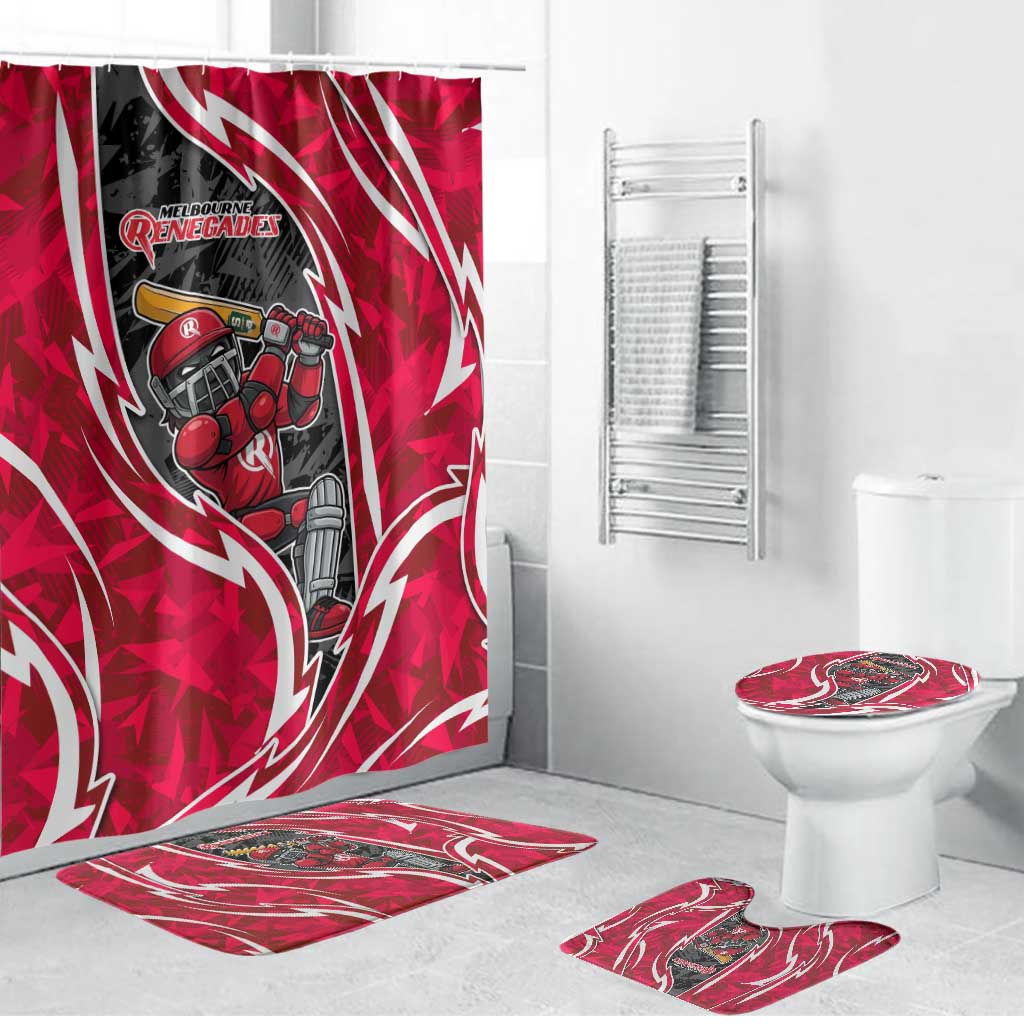 Melbourne Renegades Bathroom Set Flaming Lightning Storm Geometric Sports Mascot Art