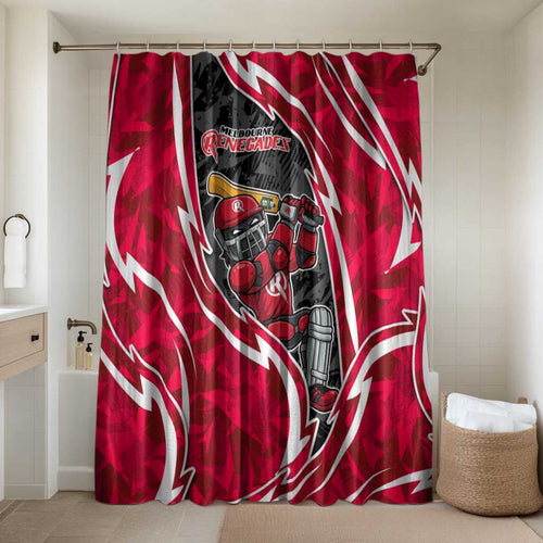Melbourne Renegades Bathroom Set Flaming Lightning Storm Geometric Sports Mascot Art