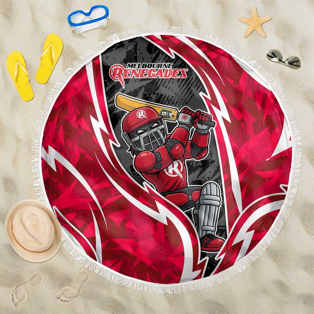 Melbourne Renegades Beach Blanket Flaming Lightning Storm Geometric Sports Mascot Art