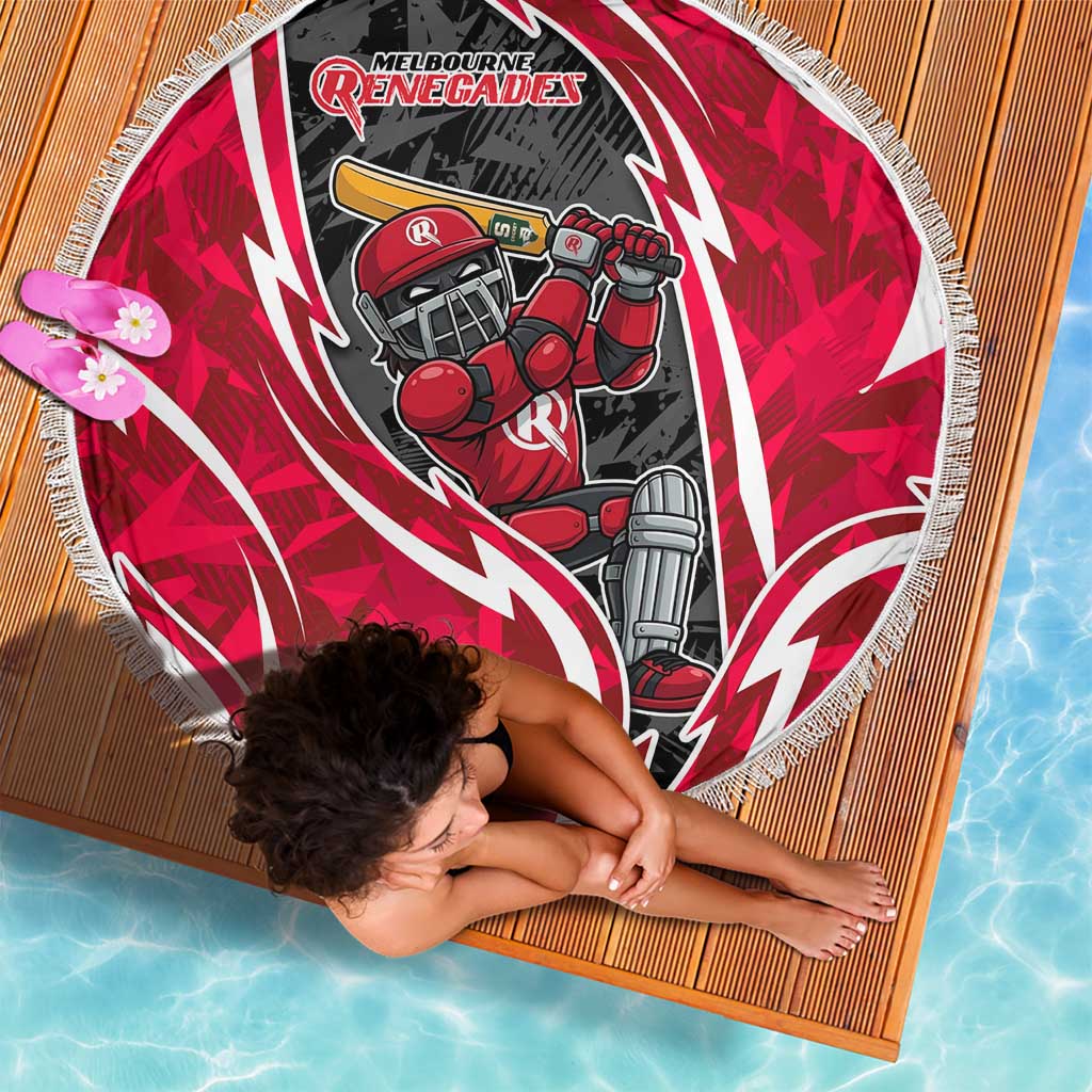 Melbourne Renegades Beach Blanket Flaming Lightning Storm Geometric Sports Mascot Art