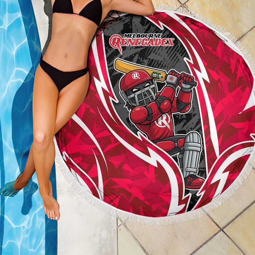 Melbourne Renegades Beach Blanket Flaming Lightning Storm Geometric Sports Mascot Art