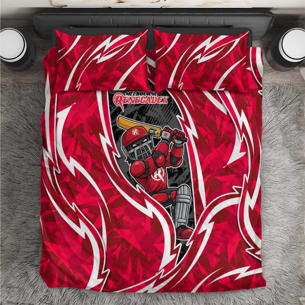 Melbourne Renegades Bedding Set Flaming Lightning Storm Geometric Sports Mascot Art