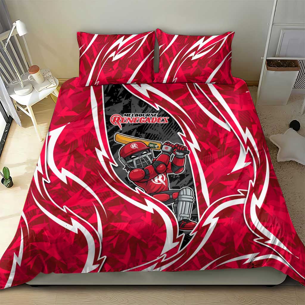 Melbourne Renegades Bedding Set Flaming Lightning Storm Geometric Sports Mascot Art