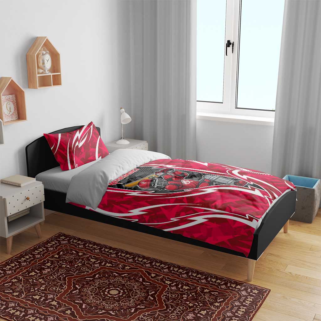 Melbourne Renegades Bedding Set Flaming Lightning Storm Geometric Sports Mascot Art