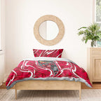 Melbourne Renegades Bedding Set Flaming Lightning Storm Geometric Sports Mascot Art