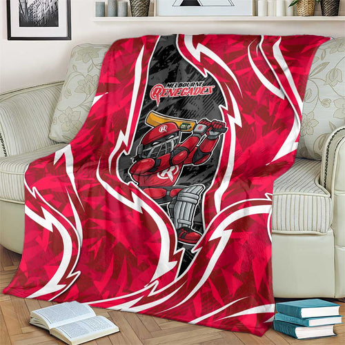 Melbourne Renegades Blanket Flaming Lightning Storm Geometric Sports Mascot Art