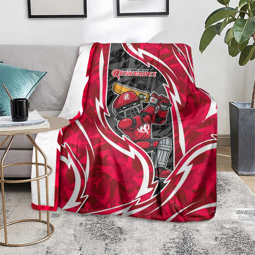Melbourne Renegades Blanket Flaming Lightning Storm Geometric Sports Mascot Art