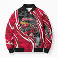 Melbourne Renegades Bomber Puffer Jacket Flaming Lightning Storm Geometric Sports Mascot Art