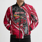 Melbourne Renegades Bomber Puffer Jacket Flaming Lightning Storm Geometric Sports Mascot Art