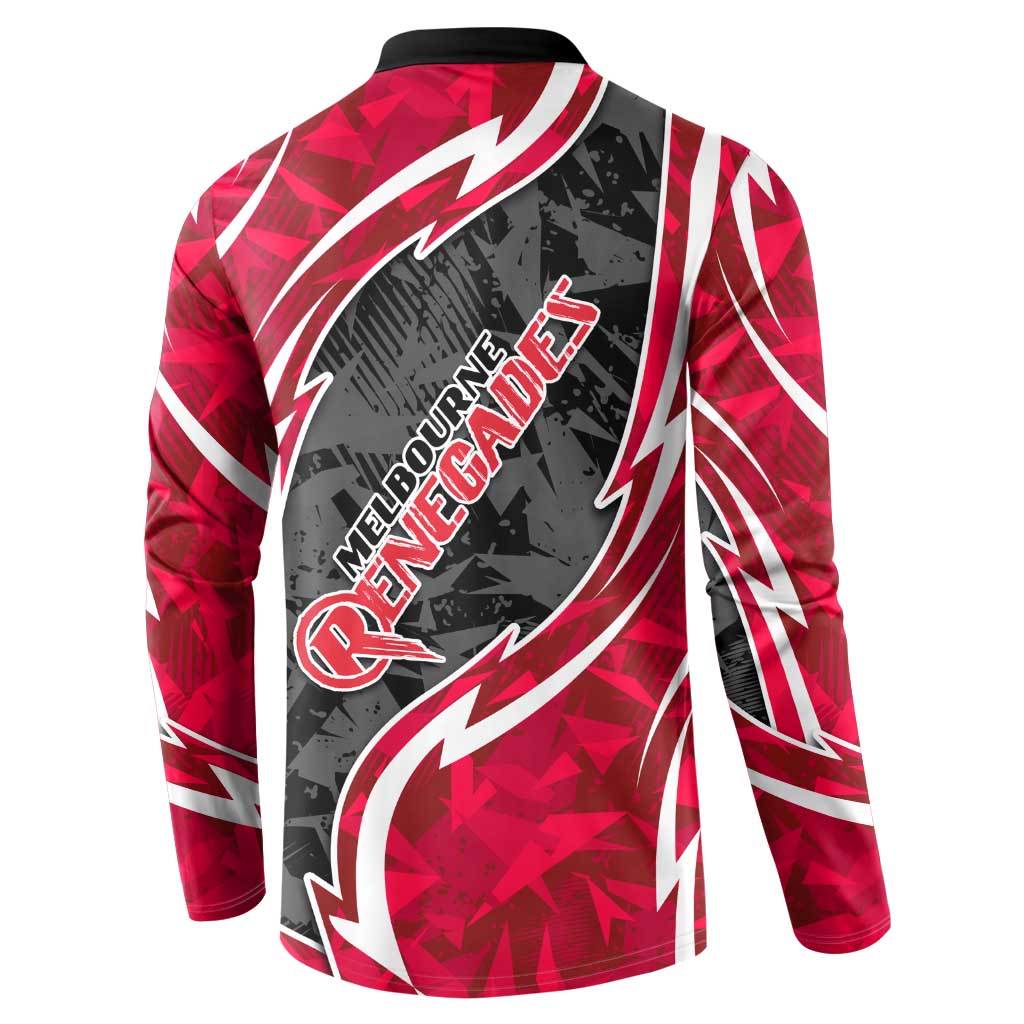 Melbourne Renegades Button Sweatshirt Flaming Lightning Storm Geometric Sports Mascot Art