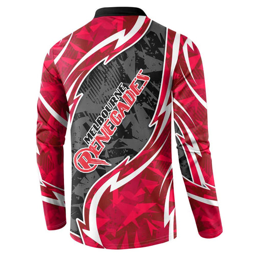 Melbourne Renegades Button Sweatshirt Flaming Lightning Storm Geometric Sports Mascot Art