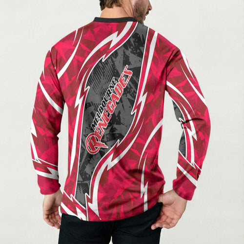 Melbourne Renegades Button Sweatshirt Flaming Lightning Storm Geometric Sports Mascot Art
