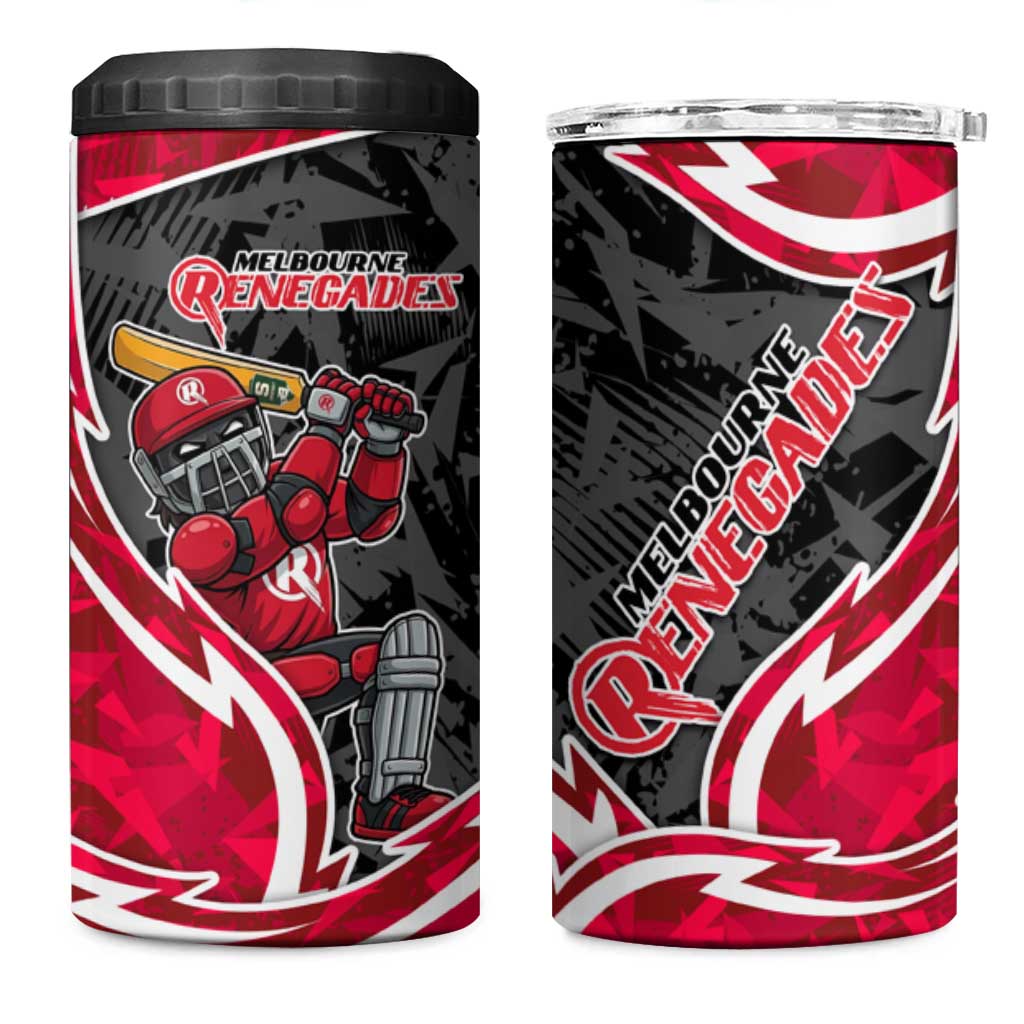 Melbourne Renegades 4 in 1 Can Cooler Tumbler Flaming Lightning Storm Geometric Sports Mascot Art