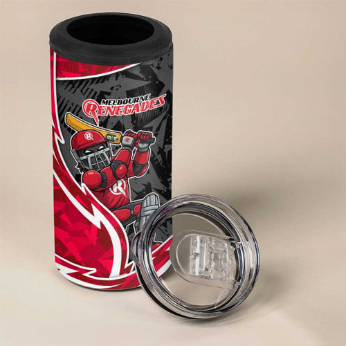Melbourne Renegades 4 in 1 Can Cooler Tumbler Flaming Lightning Storm Geometric Sports Mascot Art