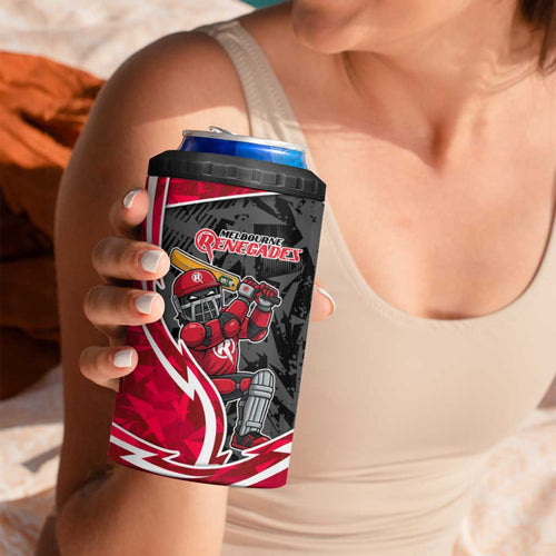 Melbourne Renegades 4 in 1 Can Cooler Tumbler Flaming Lightning Storm Geometric Sports Mascot Art