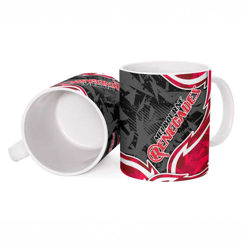 Melbourne Renegades Ceramic Mug Flaming Lightning Storm Geometric Sports Mascot Art