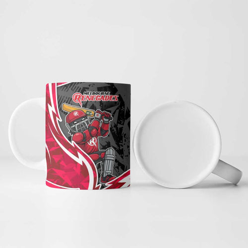 Melbourne Renegades Ceramic Mug Flaming Lightning Storm Geometric Sports Mascot Art