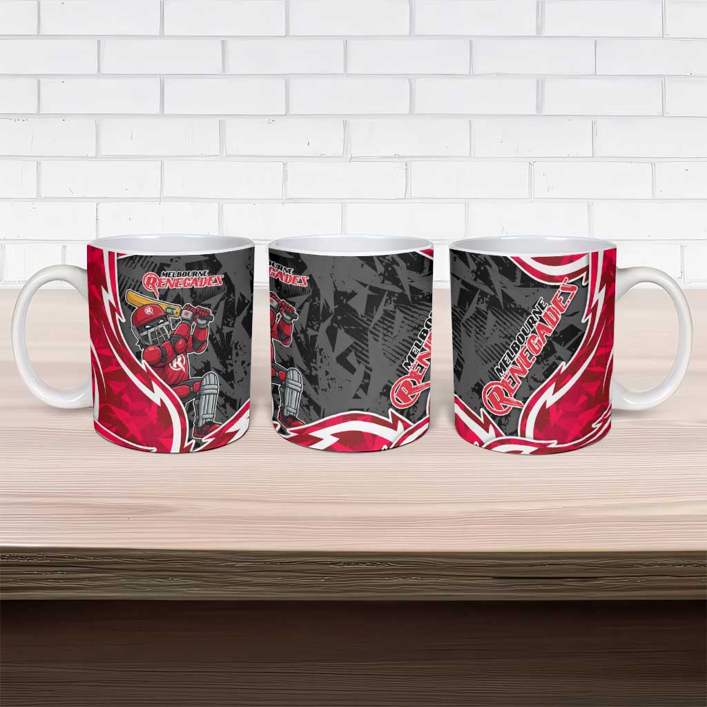 Melbourne Renegades Ceramic Mug Flaming Lightning Storm Geometric Sports Mascot Art