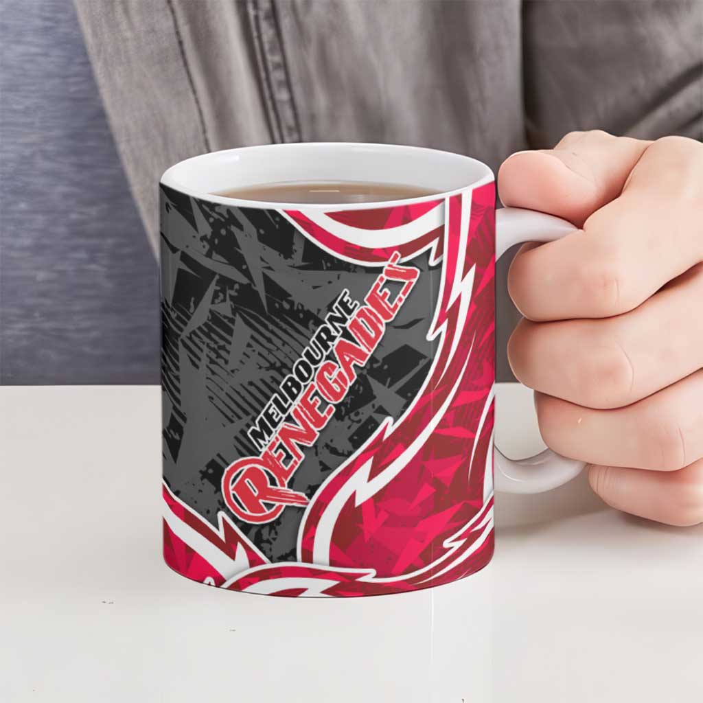 Melbourne Renegades Ceramic Mug Flaming Lightning Storm Geometric Sports Mascot Art