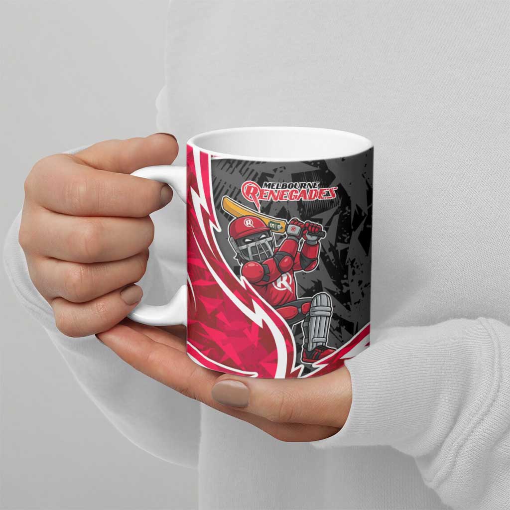 Melbourne Renegades Ceramic Mug Flaming Lightning Storm Geometric Sports Mascot Art