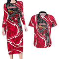 Melbourne Renegades Couples Matching Long Sleeve Bodycon Dress and Hawaiian Shirt Flaming Lightning Storm Geometric Sports Mascot Art