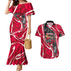 Melbourne Renegades Couples Matching Mermaid Dress and Hawaiian Shirt Flaming Lightning Storm Geometric Sports Mascot Art